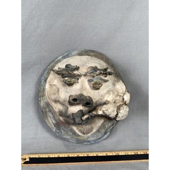VTG One Of A Kind Handmade Clay Face Wall Art Sculpture Smoking Character, Cool - Picture 8 of 10